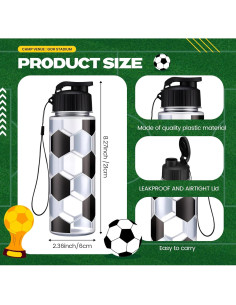 Mifoci 20 Botellas de Agua Deportivas de Fútbol 0.5 L Reutilizables 2