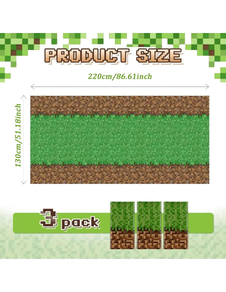3 Manteles Desechables Pixel Miner GUGCHJH 130x220cm Fiesta