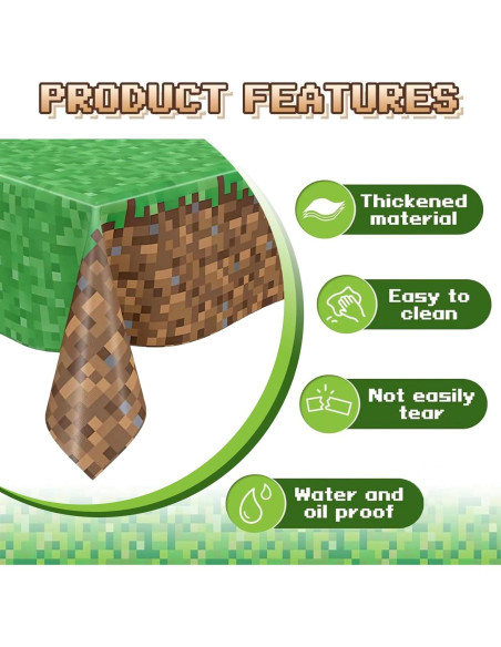 3 Manteles Desechables Pixel Miner GUGCHJH 130x220cm Fiesta