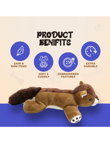 Juguete de Peluche Ardilla Perro Perro 25.4cm Suave y Duradero