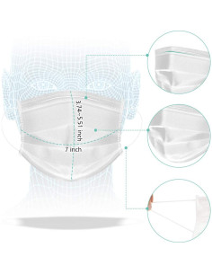 Mascarillas Desechables Wecolor 100 Pcs 3 Capas Blancas 2