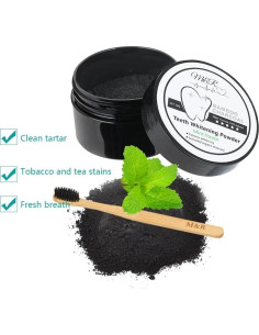 Carbón Activado Orgánico M&R 30g + Cepillo de Bambú - Blanqueador Dental 2