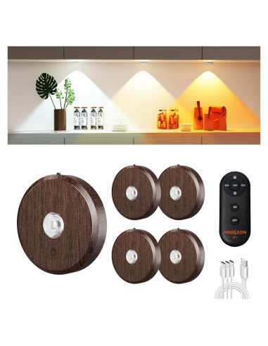 Luces Puck LED Recargables MEKKLEON 5 Pzs, 2000mAh, Táctiles