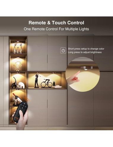 Luces Puck LED Recargables MEKKLEON 5 Pzs, 2000mAh, Táctiles