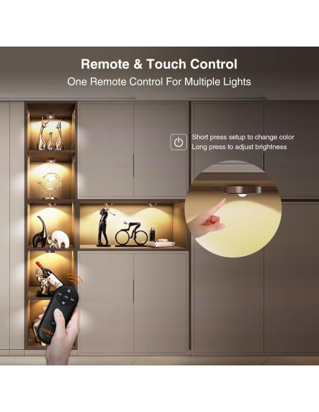 Luces Puck LED Recargables MEKKLEON 5 Pzs, 2000mAh, Táctiles