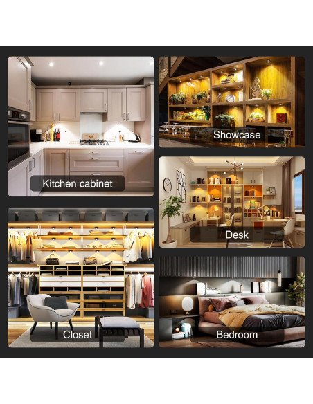 Luces Puck LED Recargables MEKKLEON 5 Pzs, 2000mAh, Táctiles