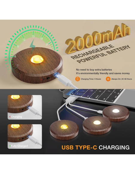 Luces Puck LED Recargables MEKKLEON 5 Pzs, 2000mAh, Táctiles