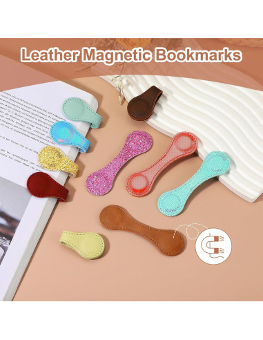 Marcador Magnético de Cuero uxcell 10x3 cm Doble Cara Azul