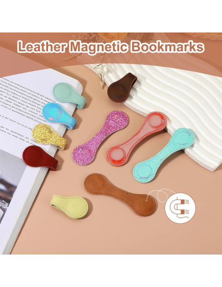 Marcador Magnético de Cuero uxcell 10x3 cm Doble Cara Azul