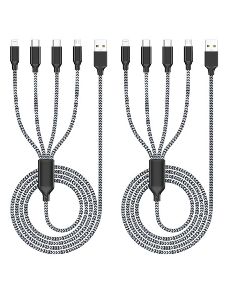 Cable de Carga Múltiple 6 en 1 HYXing 1.2m para iPhone y USB-C