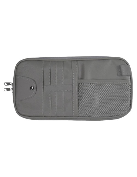 Organizador de Visera Solar ZIMISI para Coche - Cuero PU Gris