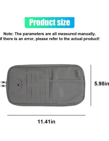 Organizador de Visera Solar ZIMISI para Coche - Cuero PU Gris