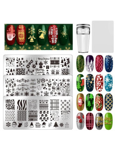 Set de Placas de Estampado de Uñas Navideñas UNICRAFTALE 3 Piezas