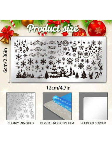 Set de Placas de Estampado de Uñas Navideñas UNICRAFTALE 3 Piezas