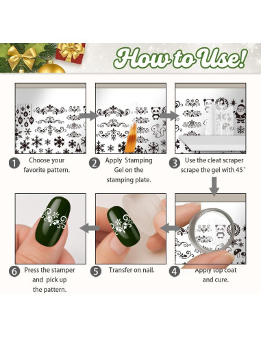 Set de Placas de Estampado de Uñas Navideñas UNICRAFTALE 3 Piezas