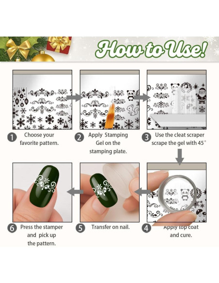 Set de Placas de Estampado de Uñas Navideñas UNICRAFTALE 3 Piezas