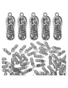 260 Encantos de Zapatillas Plateadas para Manualidades