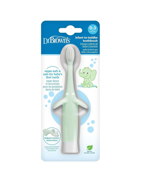 Cepillo de Dientes para Bebés Dr. Brown Elefante + Pasta Sin Sabor 40g