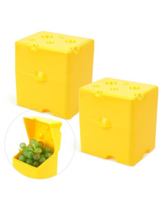 Contenedor de Almacenamiento de Queso en Rodajas WCHOSOZH - 2 Pcs Amarillo
