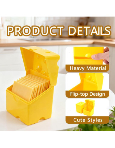 Contenedor de Almacenamiento de Queso en Rodajas WCHOSOZH - 2 Pcs Amarillo