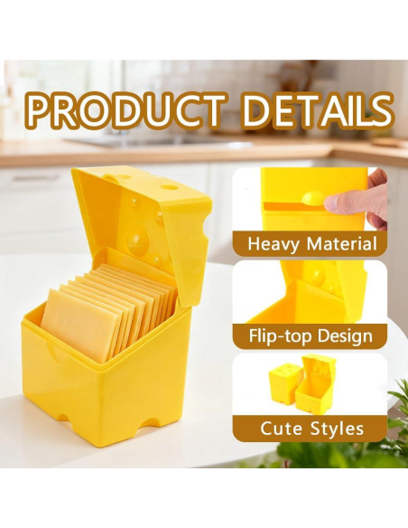 Contenedor de Almacenamiento de Queso en Rodajas WCHOSOZH - 2 Pcs Amarillo
