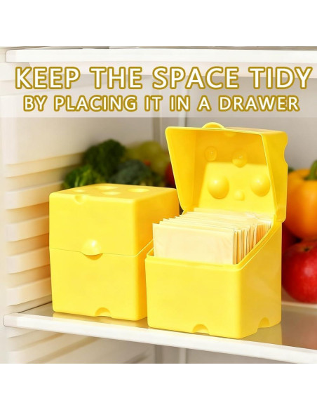Contenedor de Almacenamiento de Queso en Rodajas WCHOSOZH - 2 Pcs Amarillo