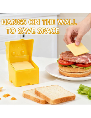 Contenedor de Almacenamiento de Queso en Rodajas WCHOSOZH - 2 Pcs Amarillo