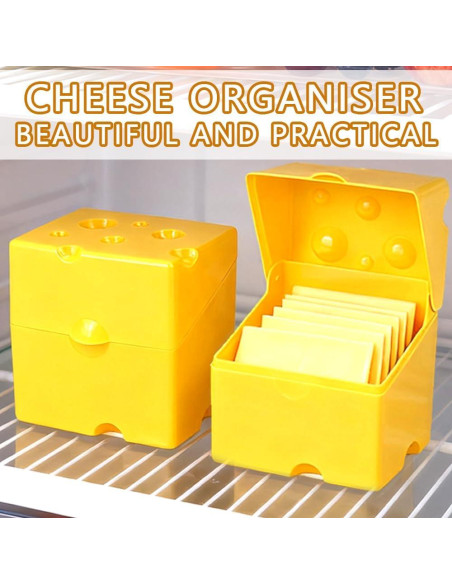Contenedor de Almacenamiento de Queso en Rodajas WCHOSOZH - 2 Pcs Amarillo