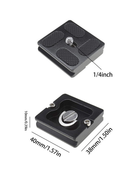 2 Placas de Liberación Rápida 40mm Micro Traders para Cámara