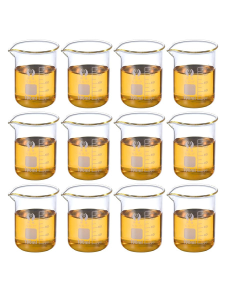 Vasos de Precipitados de Vidrio Borosilicato PATIKIL 100ml - Paquete de 12