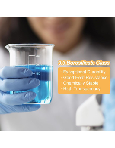 Vasos de Precipitados de Vidrio Borosilicato PATIKIL 100ml - Paquete de 12