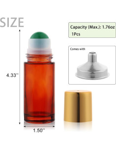 2 Botellas de Vidrio Ámbar 50ml con Roll-On RAMFIYN Verde 2