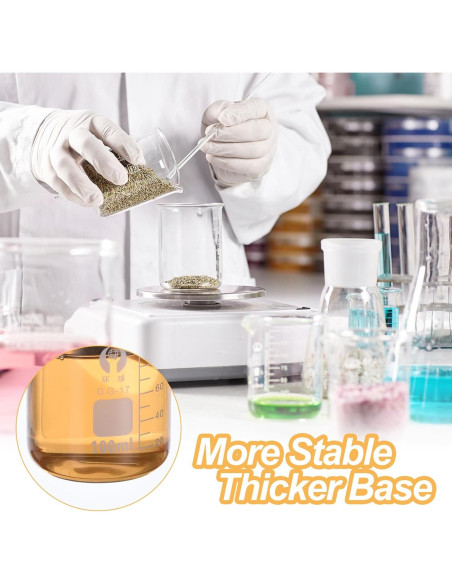 Vasos de Precipitados de Vidrio Borosilicato PATIKIL 100ml - Paquete de 12