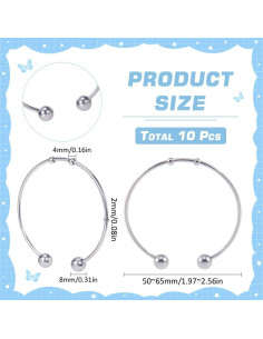 10 Pulseras de Encanto Abiertas SUNNYCLUE Acero Inoxidable DIY 2