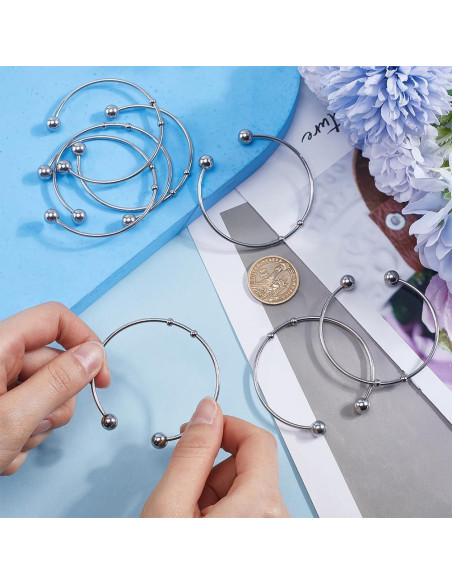 10 Pulseras de Encanto Abiertas SUNNYCLUE Acero Inoxidable DIY