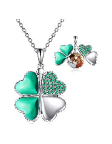 Collar de plata esterlina POPLYKE con colgante de trébol y corazón