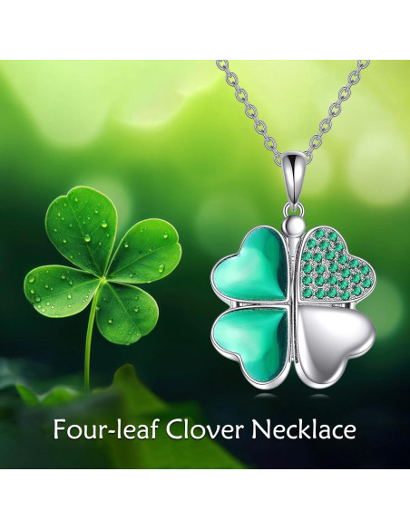 Collar de plata esterlina POPLYKE con colgante de trébol y corazón