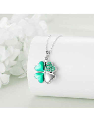 Collar de plata esterlina POPLYKE con colgante de trébol y corazón