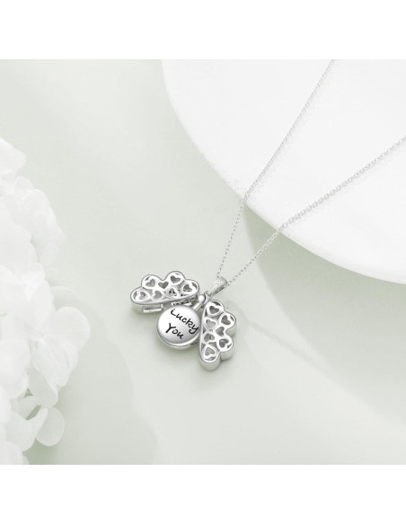 Collar de plata esterlina POPLYKE con colgante de trébol y corazón