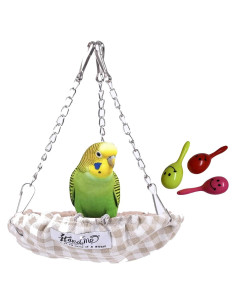 Hamaca Colgante para Aves Pequeñas Qmoveltyf 16x16cm Caqui