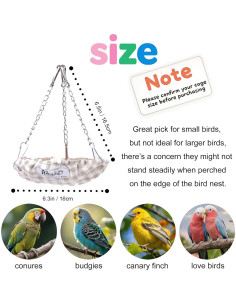 Hamaca Colgante para Aves Pequeñas Qmoveltyf 16x16cm Caqui 2