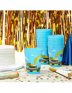 Copa de Plástico Azul Pack 16 BLUE PANDA Fiesta Construcción 2