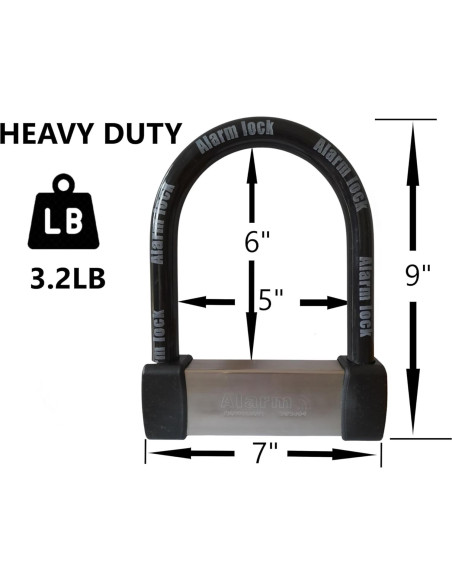 Candado U Lock Antirrobo ENZZONE con Alarma 16mm Acero Inoxidable