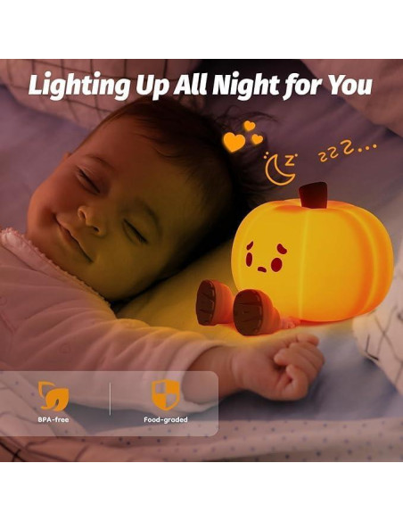 Luz Nocturna Calabaza EEKEDO Táctil Recargable 10.4cm