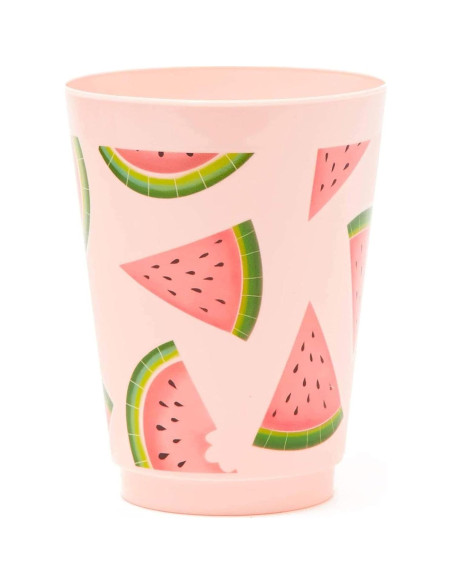 Tazas de plástico rosa BLUE PANDA para fiesta de sandía 16 pzas