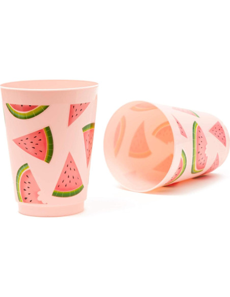 Tazas de plástico rosa BLUE PANDA para fiesta de sandía 16 pzas