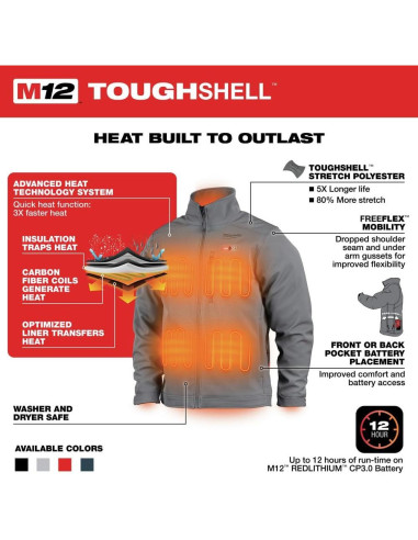 Chaqueta Térmica Sin Cable Milwaukee M12 TOUGHSHELL Gris