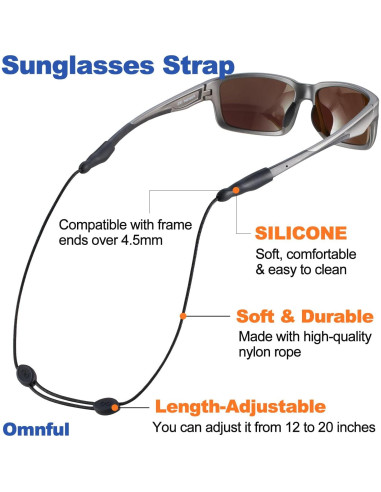 Correa Ajustable para Gafas Omnful - 50.8cm Negro (2pcs)
