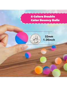 30 Pelotas Rebotadoras Pllieay Doble Color 32mm para Niños 2