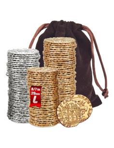 Juego de Monedas Piratas de Metal QPCOS - 102 Pcs Oro y Plata